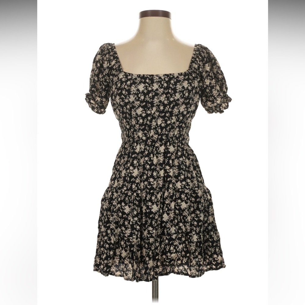 Altar'd State Black and Cream Floral Midi Dress